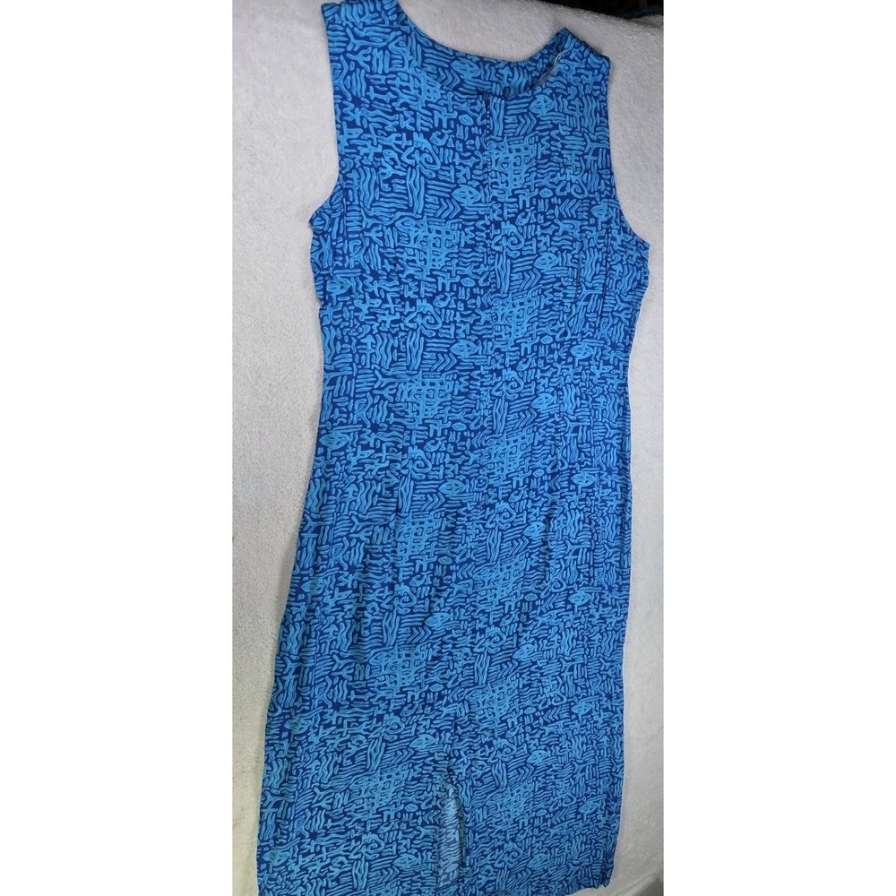Melissa Harper MHM 2 Pc Rayon Dress Jacket Set Blue Geometric Print Women's 14 - Picture 4 of 12